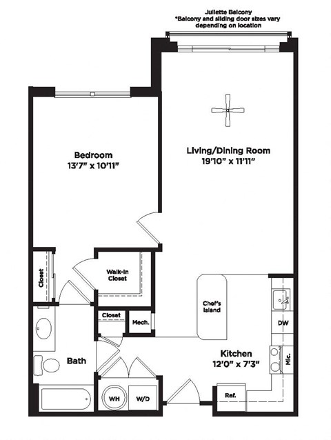 1 bed 1 bath A10a Floor Plan at 800 Carlyle, Alexandria, Virginia